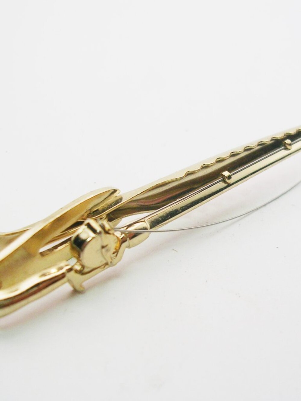 Vintage Fly Fishing Rod Tie Clip Clasp classic gold tone Men's Suit Accessory